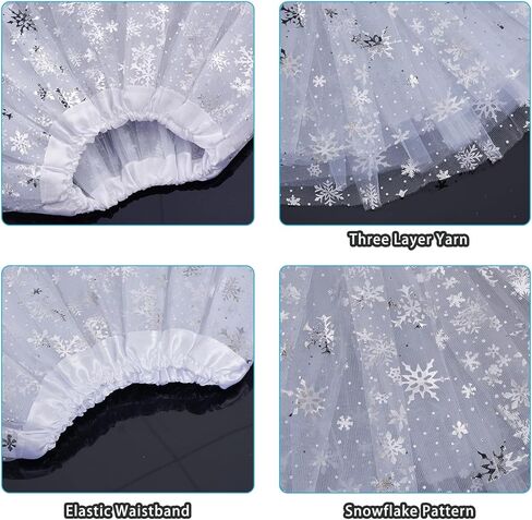 عيد الميلاد الأبيض بريق ندفة الثلج توتو عقال مجموعة سباركلي ندفة الثلج اللباس الملحقات للفتيات عيد الميلاد الشتاء موضوع حزب تأثيري ملابس زي in Kuwait