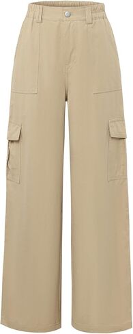 Women's High Waisted Cargo Baggy Wide Leg Loose Casual Stretch Oversized Pants in Kuwait