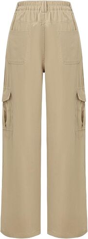 Women's High Waisted Cargo Baggy Wide Leg Loose Casual Stretch Oversized Pants in Kuwait
