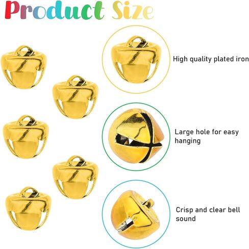100 Pcs Jingle Bells for Craft, 10mm/0.39in Multi-Color DIY Craft Bells, Christmas Jingle Bell Small Bell for Christmas Wind Chimes Jewelry Ornaments Holiday Home Party Decoration in Saudi Arabia