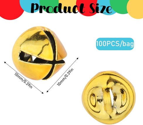 100 Pcs Jingle Bells for Craft, 10mm/0.39in Multi-Color DIY Craft Bells, Christmas Jingle Bell Small Bell for Christmas Wind Chimes Jewelry Ornaments Holiday Home Party Decoration in Saudi Arabia