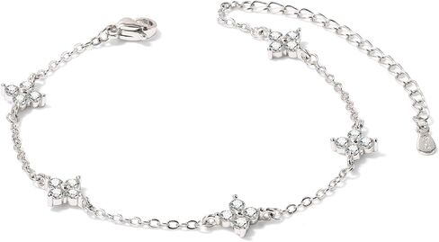 Dainty Silver/Gold Bracelet for Women, Trendy Non Tarnish 18K Gold Plated Cubic Zirconia Bracelets, Layered Cute Dainty Adjustable Link Chain Bracelet for Wedding Prom Brides Jewelry in Kuwait