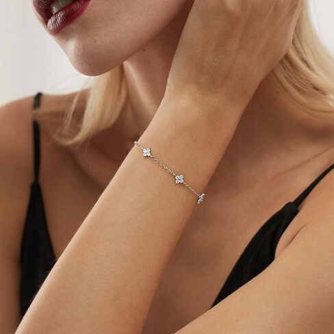 Dainty Silver/Gold Bracelet for Women, Trendy Non Tarnish 18K Gold Plated Cubic Zirconia Bracelets, Layered Cute Dainty Adjustable Link Chain Bracelet for Wedding Prom Brides Jewelry in Kuwait