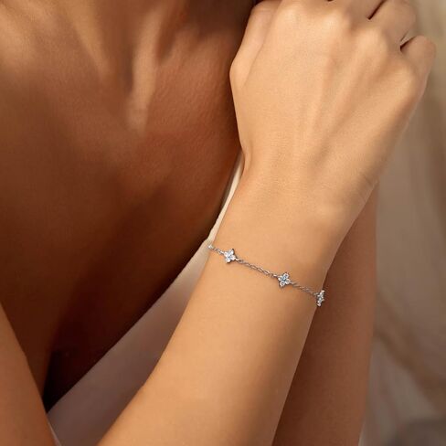 Dainty Silver/Gold Bracelet for Women, Trendy Non Tarnish 18K Gold Plated Cubic Zirconia Bracelets, Layered Cute Dainty Adjustable Link Chain Bracelet for Wedding Prom Brides Jewelry in Kuwait