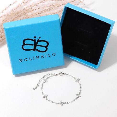 Dainty Silver/Gold Bracelet for Women, Trendy Non Tarnish 18K Gold Plated Cubic Zirconia Bracelets, Layered Cute Dainty Adjustable Link Chain Bracelet for Wedding Prom Brides Jewelry in Kuwait
