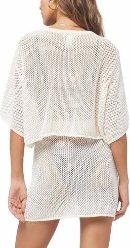 HUUSA Women's 2 Piece Crochet Swimsuit Cover Ups 2024 Hollow Out Bathing Suit Coverup Beach Outfits Crop Top and Skirt Sets in Saudi Arabia