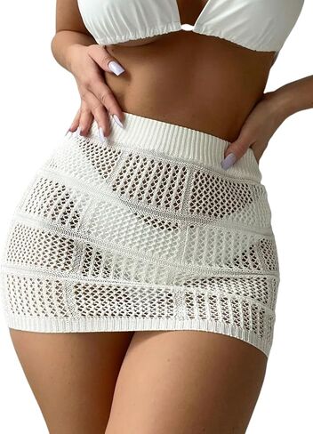 SHENHE Women's Knitted Hollow Out Swimsuit Bikini Cover Up Beach Skirts in Saudi Arabia
