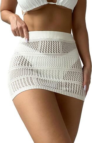 SHENHE Women's Knitted Hollow Out Swimsuit Bikini Cover Up Beach Skirts in Saudi Arabia