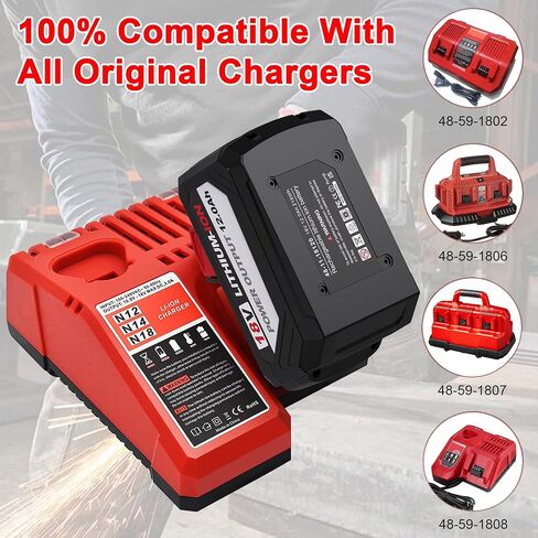 S SKSTYLE 8.0Ah Replacement Battery for Milwaukee M18 48-11-1880 18v 8.0 Ah Lithium-Ion Battery Pack (Compatible with All Milwaukee 18-Volt Cordless Power Tools) in Saudi Arabia