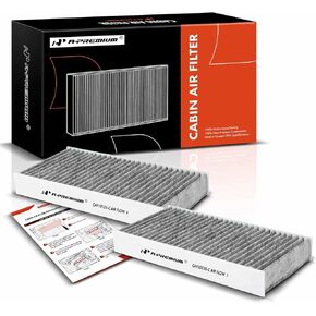 A-Premium 2-PC Cabin Air Filter w/Activated Carbon Compatible with Honda & Acura Model - Civic (01-05), CR-V (02-06), Element (03-11), CSX (06), EL (97-00 02-05), RSX (02-06) - Replace# CP135, CF10135
