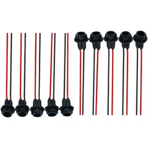 10 Pcs Car Truck Motorbike T10 W5W 194 LED Light Bulb Socket Pre-Wired Connector