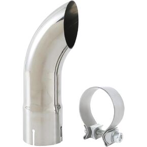 2.5 Inch Inlet Turn Down Exhaust Tip, 2.5" Inlet 2.5" Outlet Stainless Steel Universal Diesel Exhaust Tailpipe Tips with Seal Clamp for 2.5" OD Tailpipes, 9"/230mm Overall Length, Polished