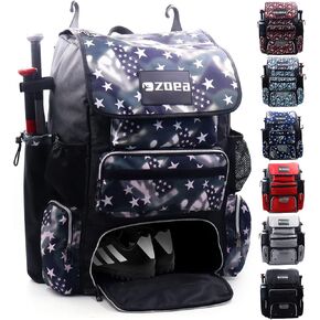 ZOEA Super Large Expandable Bat Pack, Baseball Bat Bag Backpack, T-Ball & Softball Equipment & Gear for Adults, Large Capacity Holds 4 Bats,2 Drink Pockets, Helmet, Gloves, Cleats,Shoes Compartment in Kuwait
