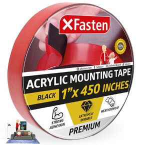 شريط تثبيت أكريليك مزدوج الجوانب من XFasten قابل للإزالة، شفاف، 2.5 سم × 450 بوصة، لاصق مقاوم للطقس للطوب والجدران - تطبيقات داخلية وخارجية