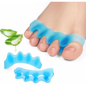 Promifun Gel Toe Separators for Toe Alignment - 4 Pack Aloe Vera Extract Infused Silicone Toe Spacers for Bunions - Toe Spreaders for Straightening Overlapping Toes - Big Toe Corrector for Women & Men