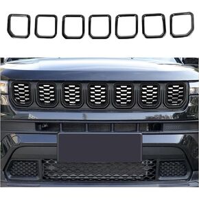 Carwiner Front Grille Grill Inserts Cover for 2022-2024 Jeep Compass Accessories Frame Trim Kit (Black)