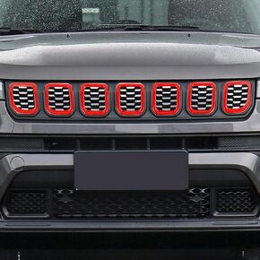 Carwiner Front Grille Grill Inserts Cover for 2022-2024 Jeep Compass Accessories Frame Trim Kit (Black)