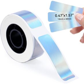 Phomemo D30 1 Roll Adhesive Reflective Label Paper 1/2" X 1 1/2" (12mm X 40mm) for Phomemo D30/D35 Label Maker, for Christmas Home Office School Organization, Gift for Decoration
