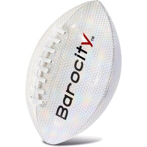 Football Premium Boy and Girl Official Match Ball with Reflective Iridescent Rainbow Hex Pattern, Durable Indoor, Outdoor, Training Practice Game Playtime
