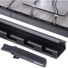 Cable Raceway Kit, PHERKORM Cable Management Under Desk, Integrated Connection Cover Cable Organizer, Cord Organizer for Hiding Computer, TV,Network - 6x15.4inch Black.