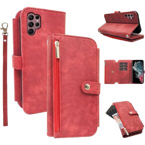 Compatible with Samsung Galaxy S23 Ultra 5G Wallet Case 9 Card Slot Retro Leather Flip Credit Card Holder Stand Cell Phone Folio Purse Cover for S23Ultra 23S S 23 23Ultra 6.8 inch Brown