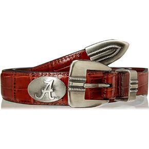 ZEP-PRO Men's Crocodile Leather Concho Tapered Tip Belt