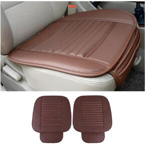 2 Pack Car Seat Covers for Front Seats, Breathable Leather Cushion Protector, Anti-Slip Driver Seat Padded with Storage Pockets, Auto Interior Decoration for Most Vehicles (Black)