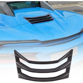 Daeiclru Car Rear Hood Scoops Vent Cover Compatible with Chevrolet Corvette C8 Convertible Models 2020-2023, ABS Rear Hood Scoop Air Vent Cover Trim, Engine Shroud Cover (Carbon Fiber Pattern)