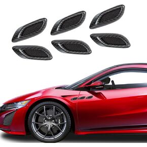 Focalmotors 6PCS Car Fender Hood Trim Decoration Universal Air Intake Fake Air Vent Intake Stickers Leaves Shape