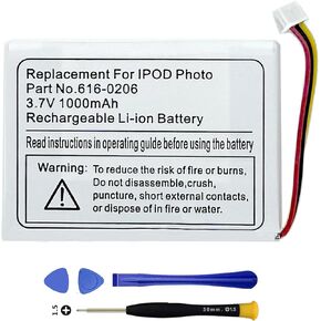 Vvuilsty 616-0206 616-0183 Battery for iPod Classic 4 4th Gen,Rechargeable 0 Cycle Battery Compatible with iPod Classic 4th Gen Photo 20GB 30GB 40GB 60GB A1099 with Repair Tool Kits