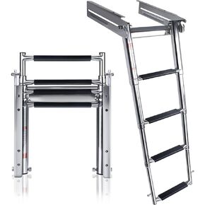 4-Step Ladder Stainless Steel Under Platform Sliding Ladder Boat Boarding Telescoping Ladder - Press-Type Spring Latch in Kuwait