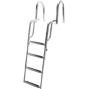 Amarine مصنوع من الفولاذ المقاوم للصدأ داخل اللوح 4 خطوات واسعة لحمام السباحة سلم عائم قابل للطي لقارب بحري ويخت حمام سباحة بسعة 550 رطل 40460S in Kuwait