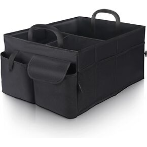 Trunk Organizer for SUVs Sedans, Large Capacity Car Organizer with Lid, Foldable Trunk Organizer for Car, Collapsible Car Organization for Car Accessories, Tools, Sundries, 3 Compartments