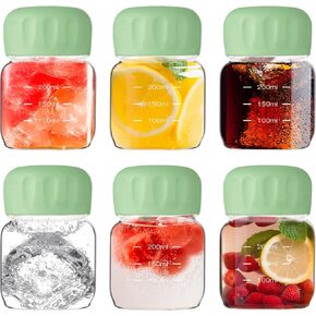 Danmu 6 Pack Glass Water Bottles, Clear Water Bottles Leakproof 10oz, Small Water Bottles 300ml, Cute Water Bottles,Glass Juice Bottles for Juicing, Kombucha, Boba Milk, Fruit Drinks