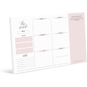 Bliss Collections Weekly Planner, Simple Pink, Undated Tear-Off Sheets Notepad Includes Calendar, Organizer, Scheduler for Goals, Tasks, Ideas, Notes, To Do Lists and Habit Tracker, 6"x9" (50 Sheets)