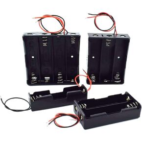 SDTC Tech 4-Pack 2/4/6/8 x AA Battery Holder with Wire Leads 3/6/9/12 Volt Battery Case Box Kit for Arduino Project Led Circuit Experiment