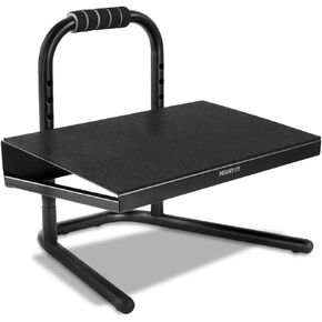 Mount-It! Height Adjustable Foot Rest for Standing and Sitting, Freestanding Under The Desk Footrest with Handle and Six Height Settings, Anti-Slip Padded Surface,Black