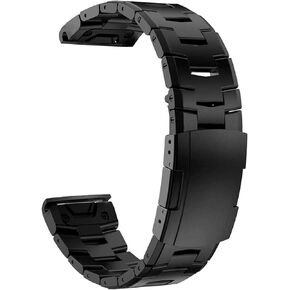 Abanen Titanium Watch Band for Fenix 7/ Fenix 6 / Fenix 5 /EPIX 2, Quick Fit 22mm Titanium Metal Wristband with Stainless Steel Buckle for Garmin Fenix 6 Pro/Sapphire/Solar,Approach S62 (Black)