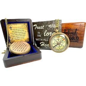 Trust in The Lord with All Your Heart -Proverbs 3: 5-6 Religious Gift for Women Men’s Boy Girls, God’s Compass, My Treasure, 2024 Graduation Day, Day Gifts,Greeting Card Included