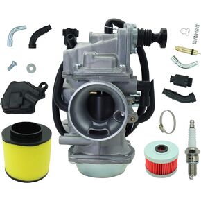 TRX300 Carburetor for Honda 300 TRX300FW Fourtrax Carb ATV 1988-2000 with Parts Air filter& Oil filter Spark Plug Choke Cable Valve Plunger Kit