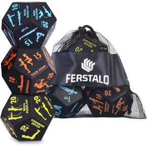 Exercise Dice, for Home Fitness, Workouts, Cardio, 12-Sided Movement Dice Fun Gym Learning Game for Fitness & Exercise Classes, with Exercise Illustration Booklet (3pcs)