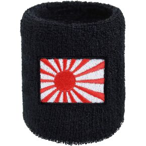 Outdoor Sweat Band for Wrist- Embroidered Sport Sweat Absorbent Wrist Band - Terrycloth Black Arm Band for Sport