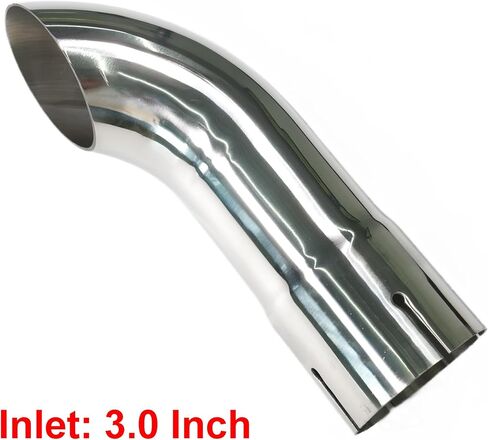 2.5 Inch Inlet Turn Down Exhaust Tip, 2.5" Inlet 2.5" Outlet Stainless Steel Universal Diesel Exhaust Tailpipe Tips with Seal Clamp for 2.5" OD Tailpipes, 9"/230mm Overall Length, Polished in Saudi Arabia