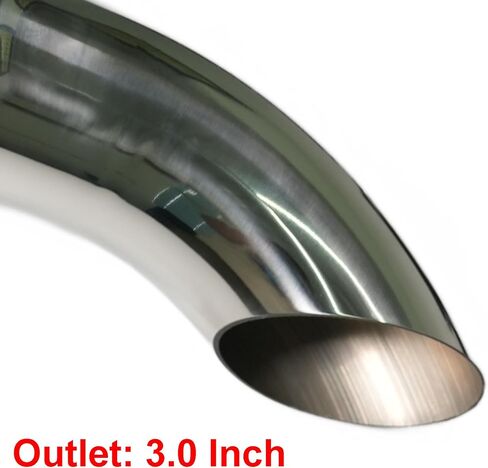 2.5 Inch Inlet Turn Down Exhaust Tip, 2.5" Inlet 2.5" Outlet Stainless Steel Universal Diesel Exhaust Tailpipe Tips with Seal Clamp for 2.5" OD Tailpipes, 9"/230mm Overall Length, Polished in Saudi Arabia