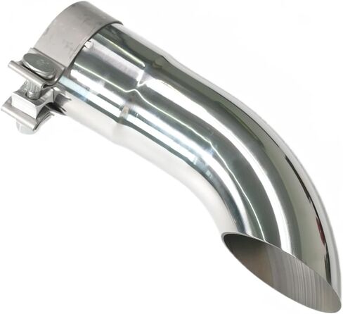 2.5 Inch Inlet Turn Down Exhaust Tip, 2.5" Inlet 2.5" Outlet Stainless Steel Universal Diesel Exhaust Tailpipe Tips with Seal Clamp for 2.5" OD Tailpipes, 9"/230mm Overall Length, Polished in Saudi Arabia