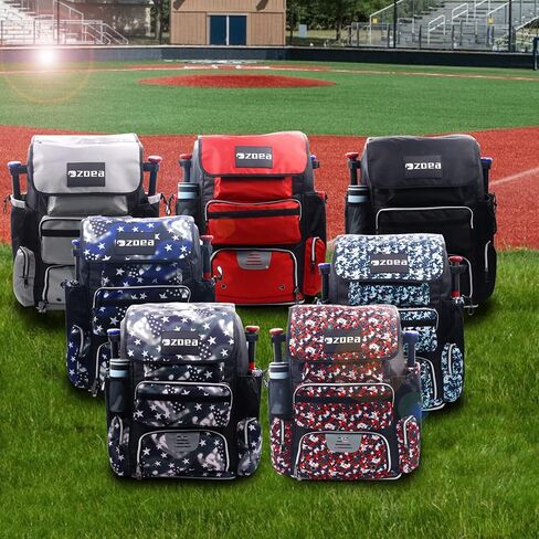 ZOEA Super Large Expandable Bat Pack, Baseball Bat Bag Backpack, T-Ball & Softball Equipment & Gear for Adults, Large Capacity Holds 4 Bats,2 Drink Pockets, Helmet, Gloves, Cleats,Shoes Compartment in Kuwait