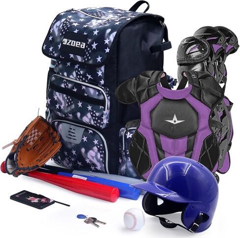 ZOEA Super Large Expandable Bat Pack, Baseball Bat Bag Backpack, T-Ball & Softball Equipment & Gear for Adults, Large Capacity Holds 4 Bats,2 Drink Pockets, Helmet, Gloves, Cleats,Shoes Compartment in Kuwait
