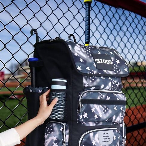 ZOEA Super Large Expandable Bat Pack, Baseball Bat Bag Backpack, T-Ball & Softball Equipment & Gear for Adults, Large Capacity Holds 4 Bats,2 Drink Pockets, Helmet, Gloves, Cleats,Shoes Compartment in Kuwait