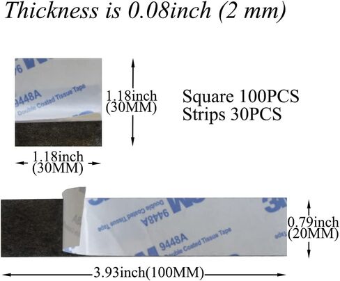 AIHOLU Double Sided Foam Tape, Double Sided Mounting Tape,130PCS, Heavy Duty Sticky Adhesive Tape, Include Strip and Square, for Crafts, Photos, Walls, Home Decoration (Black) 7.9*11.8*0.6 in Kuwait