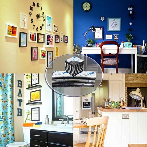 AIHOLU Double Sided Foam Tape, Double Sided Mounting Tape,130PCS, Heavy Duty Sticky Adhesive Tape, Include Strip and Square, for Crafts, Photos, Walls, Home Decoration (Black) 7.9*11.8*0.6 in Kuwait